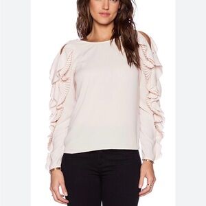 Marchesa Blush Ruffle Long Sleeve Blouse